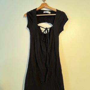 NWOT Free People Black Short Sleeve Dress tie front